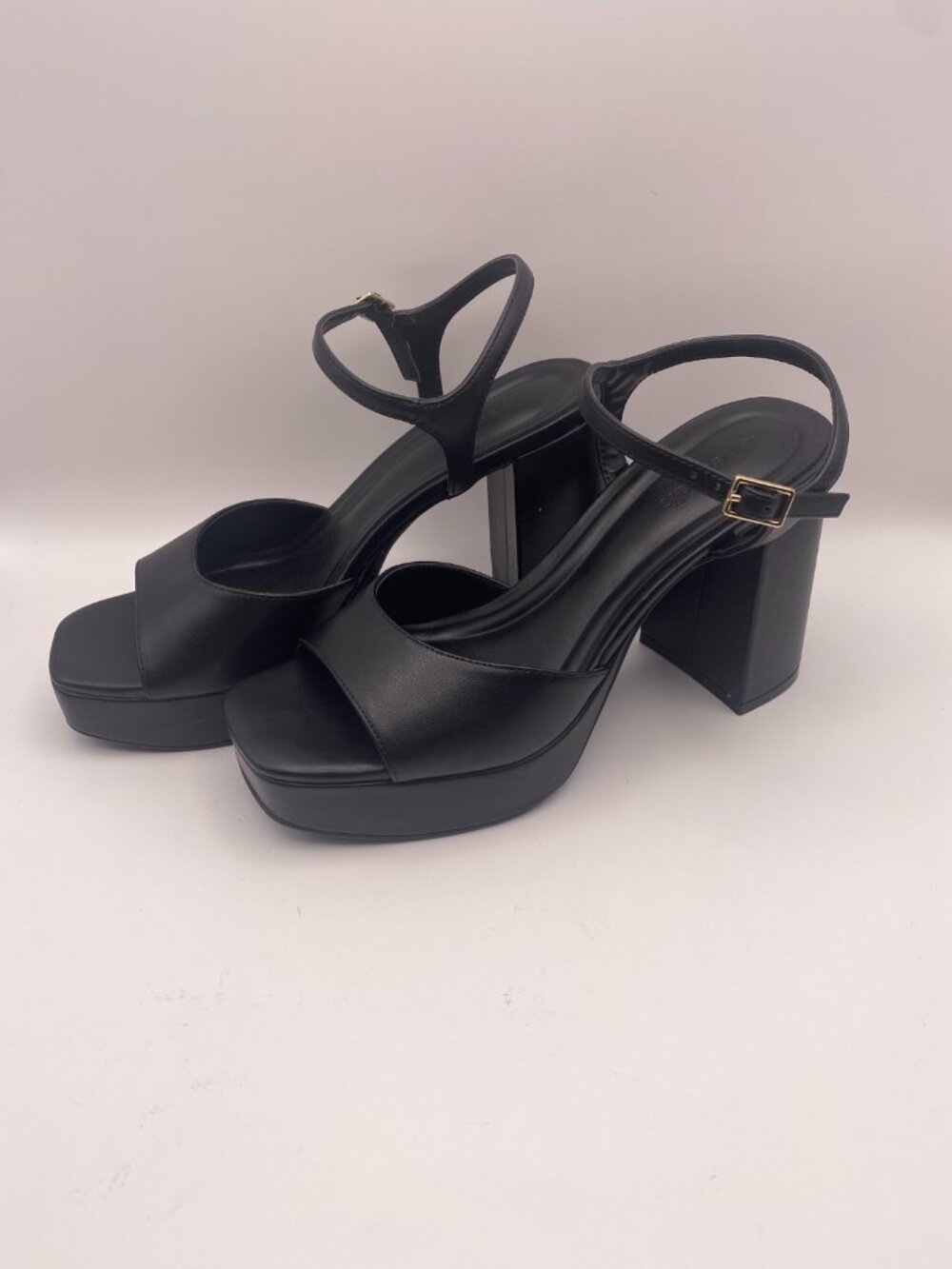 Open Edit Womens Whitney Black Block Heel Sandal sz 7